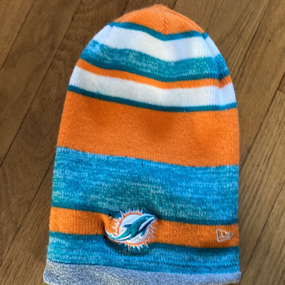Miami dolphins Striped Orange and Blue Beanie